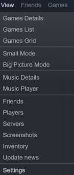 القائمة المنبثقة لمنصة Steam:
View