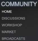 القائمة المنبثقة لمنصة Steam:
Community